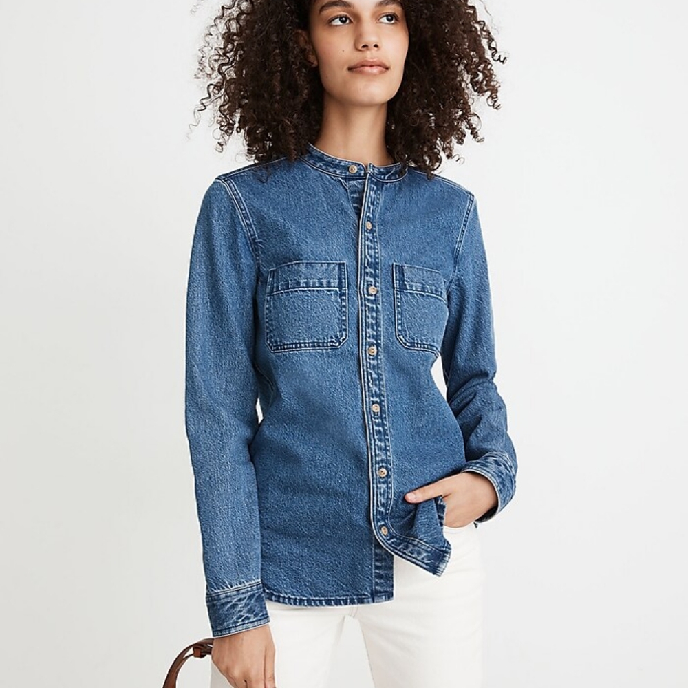 Madewell Demi Banded Collar Shirt Jacket - Picture 3 of 12